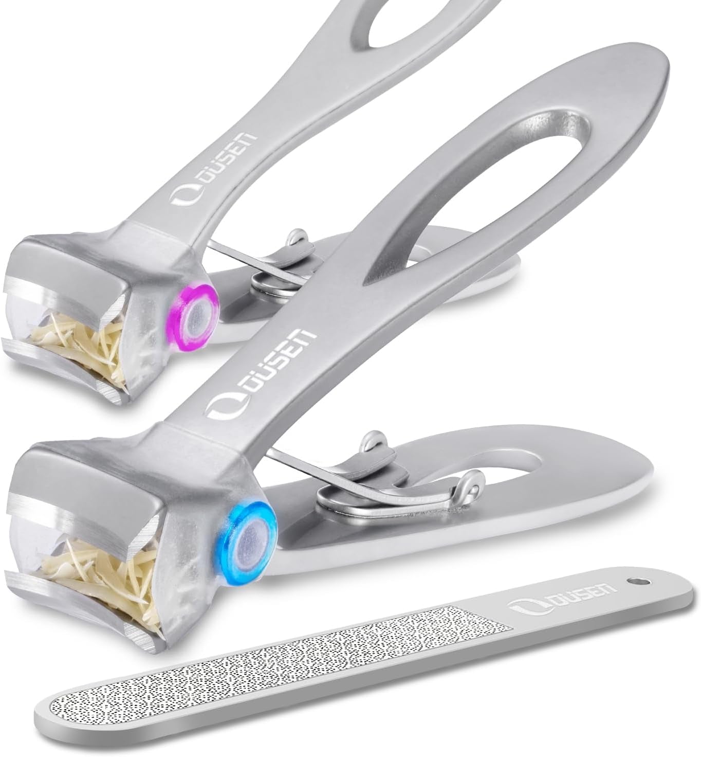 Nail Clippers with Catcher - anti Splash Wide Jaw Opening Thick Toenail Clippers for Seniors | Self-Collecting Fingernail Cutter Heavy Duty Toe Nail Clippers for Men&Women | Silver | L&S
