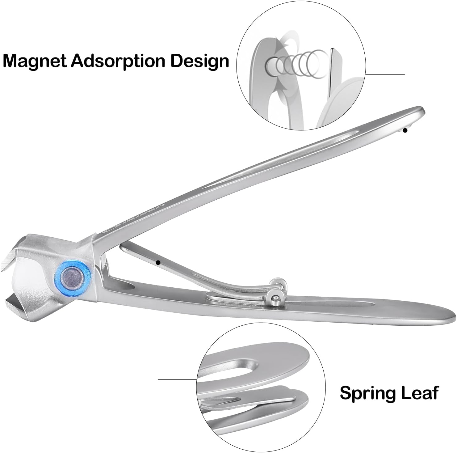 Nail Clippers with Catcher - anti Splash Wide Jaw Opening Thick Toenail Clippers for Seniors | Self-Collecting Fingernail Cutter Heavy Duty Toe Nail Clippers for Men&Women | Silver | L&S